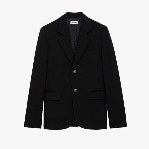 NEW ZADIG & VOLTAIRE Vanille Mon Amour Diamanté Women's Blazer Size 36 noir - Picture 4 of 5